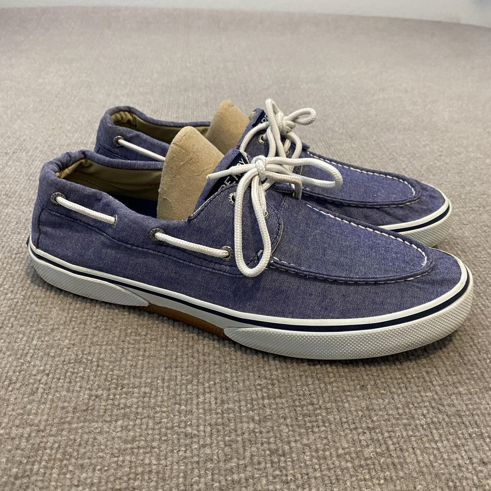 Sperry Top-Sider Boat Shoes Mens Size 12 Blue Canvas Preppy Non-Slip STS12848